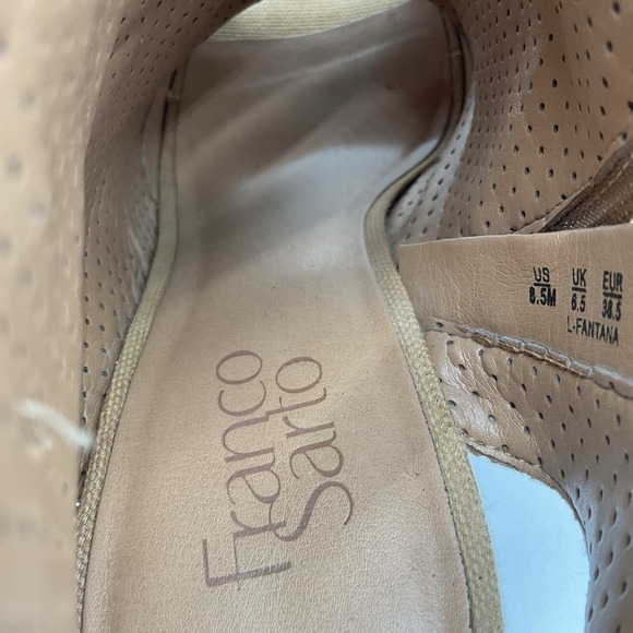 Franco Sarto Fantana Ankle Booties 8.5M Leather Open Toe Strappy Perforated Heel - Picture 15 of 16